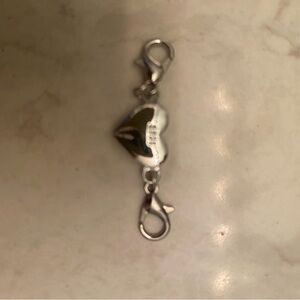 925 Sterling Silver Heart Charm with Lobster Clasp Extender.